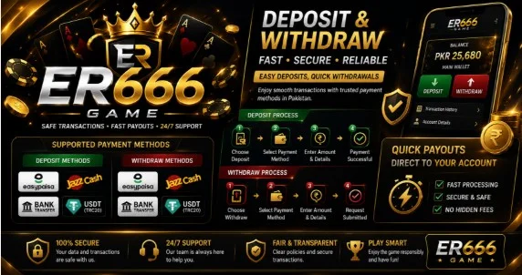 Deposit And Withdraw PKR on ER666 Platform